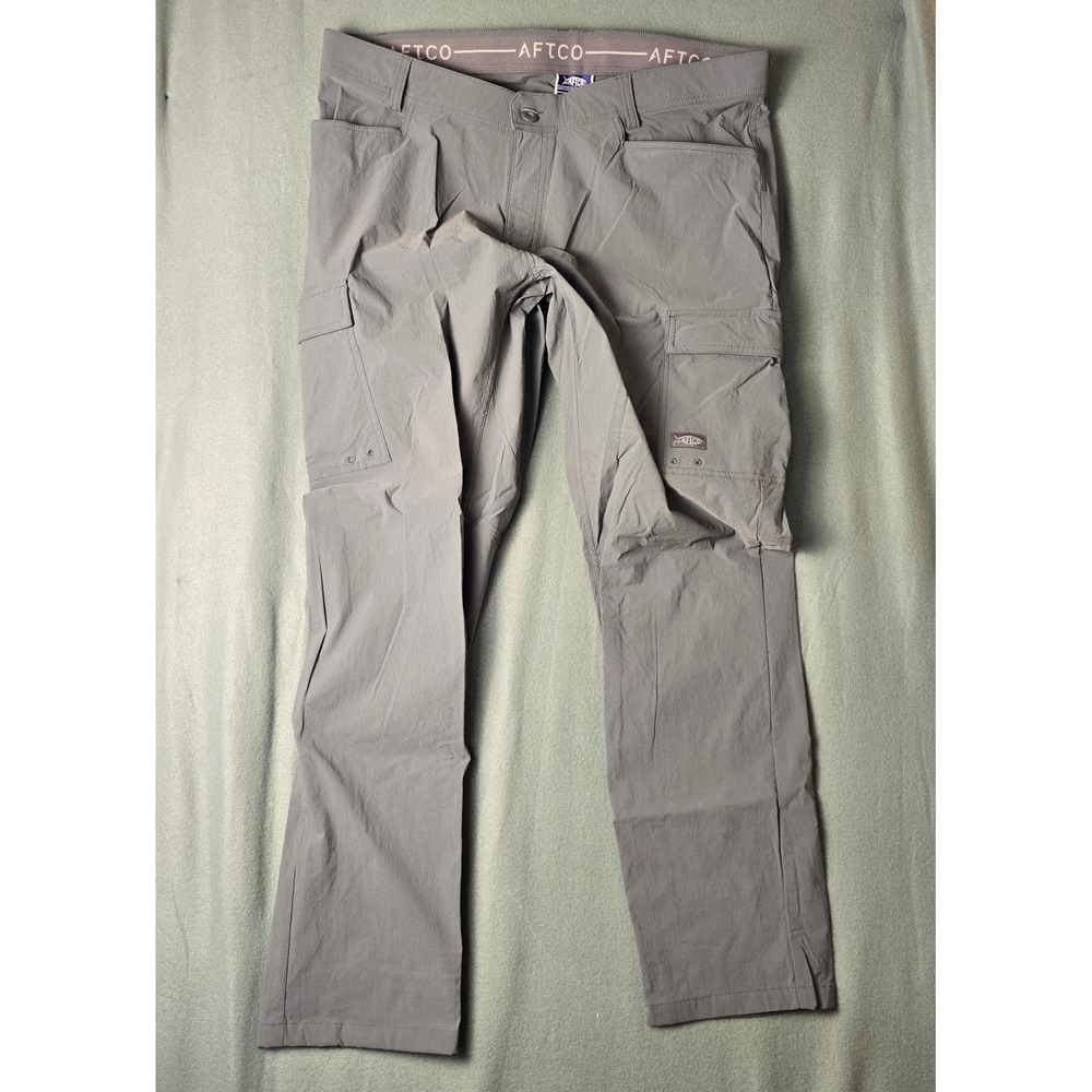 AFTCO Mens Gray Fishing Cargo Pants Size 40 Nylon Spandex Outdoor Hiking Pockets